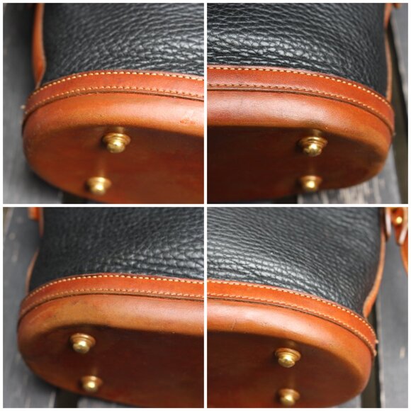 Vintage Dooney & Bourke LARGE (12") Norfolk Satchel, Black + British Tan, USA - Picture 12 of 15